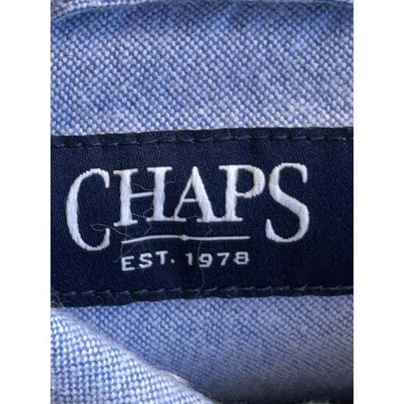 Chaps Ralph Lauren Untucked Blue Cotton Button Down LS Shirt Mens XXL - Picture 4 of 8